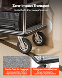 VEVOR Hotel Luggage Cart, Brushed Stainless Steel Finish Bellman's Cart, 1200 LBS Valet Cart with Grey Carpeted Deck and 8-inch Rubber Wheels, Ideal for Hotels, Condos, Resorts, Silver