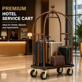 Hotel Luggage Cart, Heavy Duty Bellman Cart with 1600lbs Capacity, 8"Wheels
