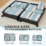 OlarHike 10-Pack Compression Packing Cubes for Travel Essentials,Compressible Expandable Packing Cubes for Suitcase,Luggage Garment Bags for Travel,Handy Helper for Organizing Clothes(Blue Gray)