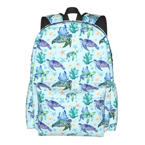 Nmbvcxz Sea Turtle Backpack for Women 16.7 inch Travel Casual Laptop Backpack Lightweight Waterproof Durable Hiking Daypack