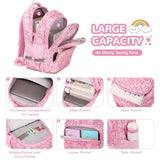 MUSEVOS Kids Backpack, Kawaii Printed Girls Bookbags for Preschool, Lightweight School Backpack for Primary and Elementary and Kindergarten, Waterproof Teen Backpacks, Pink/Rainbow