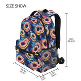 YMGQYJ Kids Travel Backpack Watercolor Donut Print for Boys Girls, Large Capacity Bookbag for Elementary High School Students M