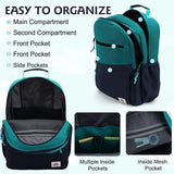 VASCHY School Backpack, Lightweight Classic Cute Aesthetic Bookbag Daypack for Teen Boys Traveling/Gym/Middle School Navy Green