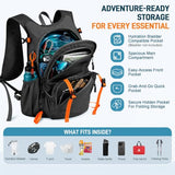 BECOJADDE 20L Hiking Backpack Lightweight Travel Backpacks Water-Resistant Daypack Fits Cycling Helmets for Men Women for Daily Outdoor Camping, Black