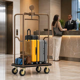 Commercial Hotel Luggage Cart 1600 lbs Capacity Bellman Cart, Stainless Steel Hotel Luggage Trolley with 8" Pneumatic Wheels & Carpet Platform, Heavy Duty Rolling Luggage Cart for Hotels