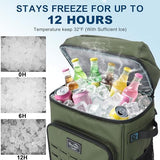 YOUNGOA Cooler Backpack Insulated Waterproof for Men and Women, 2 Insulated Compartments Backpack Cooler for Beach Travel Camping, Portable Lightweight (Green, Large)