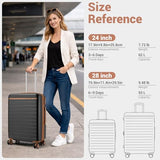 Kono Checked Suitcase 24in Expandable ABS+PC Side Handle luggage Black