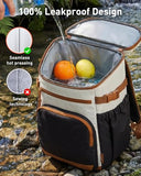 TOURIT Insulated Cooler Backpack 30 Cans, Leakproof Double Deck Lunch Cooler Bag, Lightweight Waterproof Backpack Cooler for Men Women, Beach Camping Picnic Hiking Travel, Kazhi Brown