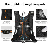 Outplea 15L Cycling Backpack with Helmet Buckle for Men Women, Small Waterproof Lightweight Bike Hiking Backpack with Chest Strap for MTB Biking Climbing, Black