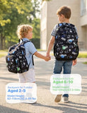 VASCHY Kids Backpack 16" (17.5L) Water-Resistant School Backpack for Boys–Elementary & Primary School Bookbag, Lightweight with Multiple Pockets Black & White Racer