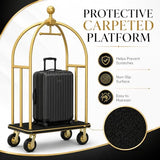 Hotel Luggage Cart, 1600 lb Bellman's Cart with 8-Inch Silent Wheels, Gold