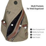 WITZMAN Canvas Backpack Vintage Travel Backpack Large Laptop Bags Convertible Shoulder Rucksack Canvas Sling Bag Sling Backpack Crossbody Chest Bag