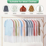 6 Pack Garment Bags for Hanging Clothes - Translucent Suit Bag for Closet Wardrobe Storage Travel - 24" x 42"