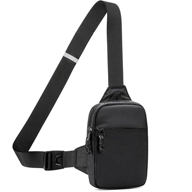 Vpoofree Mini Sling Bag for Men and Women, Small Anti Theft Crossbody Sling Backpack Fanny Pack Chest Bag for Travel Sport Running Hiking (Black Mini Sling Bag for Men and Women)