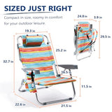 PASAMIC Backpack Beach Chair for Adults Portable, Lay Flat Reclining Beach Chair with 5 Positions, Tall Heavy Duty Folding Chairs with Cup Holder, Cooler Pouch, Storage Pouch, Multicolor Stripe