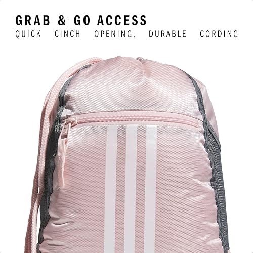 adidas Alliance Sackpack – Drawstring Backpack for Sports, Small Gym Bag, Sandy Pink/White/2, OSFA