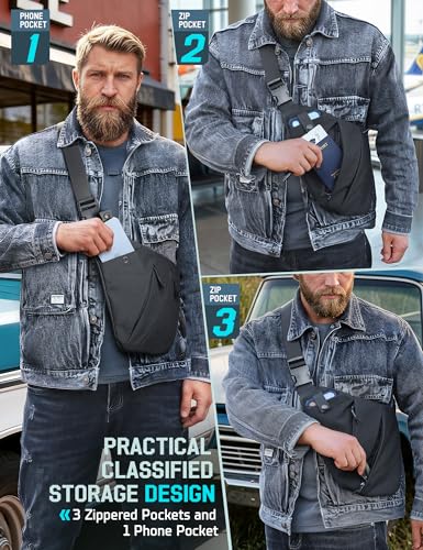 WYNEX Tactical Crossbody Sling Bag, Concealed Carry Bag for Men Women,Anti Theft Crossbody Bags, CCW Bags EDC Carry