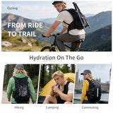 Origem Hydration Backpack 22L with Rain Cover & 3L Water Bladder, Water-Resistant Hiking Backpack for Cycling, Trekking (#01 Black, 22L)