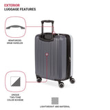 SwissGear Duet Expandable Luggage, Hard Shell Carry-On Luggage with Spinner Wheels