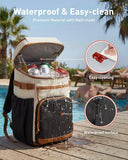 TOURIT Insulated Cooler Backpack 30 Cans, Leakproof Double Deck Lunch Cooler Bag, Lightweight Waterproof Backpack Cooler for Men Women, Beach Camping Picnic Hiking Travel, Kazhi Brown