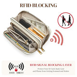 S-ZONE Crossbody Bags for Women Small Purses RFID Vegan Leather Wallets Multi Compartment Zipper Card Slots