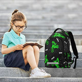 Vozoza Green Motocross Sport Backpack for Girls Kids Boys School Bookbags, Student Laptop Backpack Carrying Bag Casual Lightweight Travel Sports Day Packs