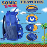 AI ACCESSORY INNOVATIONS Sonic Backpack for Boys & Girls, Bookbag with Adjustable Shoulder Straps & Padded Back,16 Inch Schoolbag with 3D Features, Blue