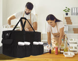 MATEIN Insulated Food Delivery Bag, XXXL Thermal Catering Bag for Hot & Cold Food, Water-Resistant Foldable Pizza Delivery Carriers for Transport with 4 Cup Holders & Reinforced Bottom, Black