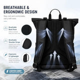 Fyvola Roll Top Laptop Backpacks for Men & Women, Anti-Theft Travel Backpack Fits 15.6-17.3 Inch Laptop, Water-Resistant Durable Computer Bag for Work, College & Daily Commute (Black)