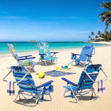 Backpack Beach Chairs for Adults, 300lbs Heavy Duty Folding Camping Chair with Large Pockets and Cup Holder, Adjustable High Beach Lounge Chairs with Towel Rack for Outdoor Travel, Blue (1 Pack)