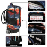 Tilami Rolling Backpack 19 inch Wheeled Cute LAPTOP Boys Girls Travel School Student Trip (Football)