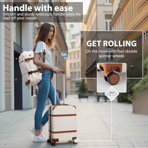 Coolife PC Hardshell Luggage, TSA Lock, Spinner, 3-Piece Set with Backpack