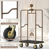 CrazyAnt Hotel Luggage Cart, 1600 lbs Capacity Commercial Bellman's Cart with 8" Silent Wheels, Brushed Stainless Steel Frame and Nylon Carpet Deck for Hotels, Condos, Resorts