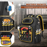 Marscamd Tool Backpack with a Tool Pouch, Heavy Duty Tool Bag with Multiple Pockets, Black