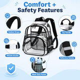 Bluboon Clear Backpack for Stadium Events 12×6×12 See-Through Stadium Approved Small Clear Bag for Concert Sports Outdoor (Black, Mini-12)