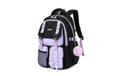 Miacollie Girls Backpack with Lunch Box and Pencil,Travel Daypack Cute backpack for Teens Girls Women Students (Black & Purple)