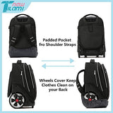 NEW TILAMI 19 inch Rolling Backpack Teens Rolling Backpack Cute Wheeled Laptop Backpack Bookbag Roller Travel Bag College, Black