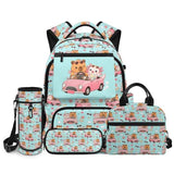 Forchrinse Capybara Backpack for Girls 8-10 10-12 Cute Axolotl School Backpack with Lunch Box Pencil Case Water Bottle Sleeve 4 in 1 Set Kids Bookbag for Elementary Japanese-Style School Bag