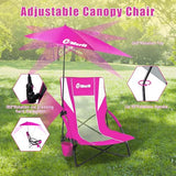 EMERIT Low Beach Chairs for Adults with Removable UPF 50+ Umbrella, Lightweight Folding Backpack Camping Chair with Cup Holder, Portable Sand Chair for Beach, Picnic, Lawn