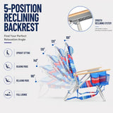 Backpack Beach Chairs for Adults Capacity 300 LBS Low 5 Position Beach Chair with Pouch Straps Folding Lightweight Reclining Aluminum Wide Lay Flat Single