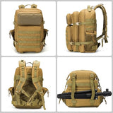 gracedon Tactical Backpack - Military Molle Bag 3 Days Pack for men and Women Large Assault Rucksack 45L (Khaki)