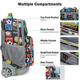 Tilami Rolling Backpack 19 inch with Lunch Bag Wheeled Laptop Backpack, Sport Balls