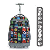 Tilami Rolling Backpack 19 inch with Lunch Bag Wheeled Laptop Backpack, Sport Balls