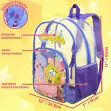 Get Trend SpongeBob SquarePants Girls Clear Backpack, 17 inch Transparent School Bookbag, See Through Travel Bag with Straps, Gifts for Girls (Multicolor SpongeBob)
