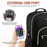 LOVEVOOK Laptop Backpack for Women 15.6 inch,Cute Womens Travel Backpack Purse,Professional Laptop Computer Bag,Waterproof Work Business College Teacher Bags Carry on Backpack with USB Port,Black