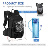 Origem Hydration Backpack 22L with Rain Cover & 3L Water Bladder, Water-Resistant Hiking Backpack for Cycling, Trekking (#01 Black, 22L)