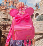 Loungefly Disney Minnie Mouse Glitter Sparkle Womens Double Strap Shoulder Bag Purse (Pink)