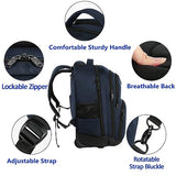 MATEIN Backpack with Wheels, Travel-friendly Rolling Laptop Backpack for Men Women, Freewheel Carry on Luggage Business bag, Compact College Trolley Suitcase Computer Bag fit 17 inch Notebook, Blue