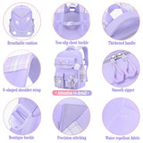 NSEQB Girls School Backpack Set With Lunch Box For Elementary Middle,Pink