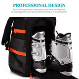 TurnWay Ski/Snowboard Boot Backpack/Ski Boot Backpack | Excellent for Store All Gear | Travel with Waterproof Exterior, Reflective Strip for Men, Women and Youth(Black-Orange)